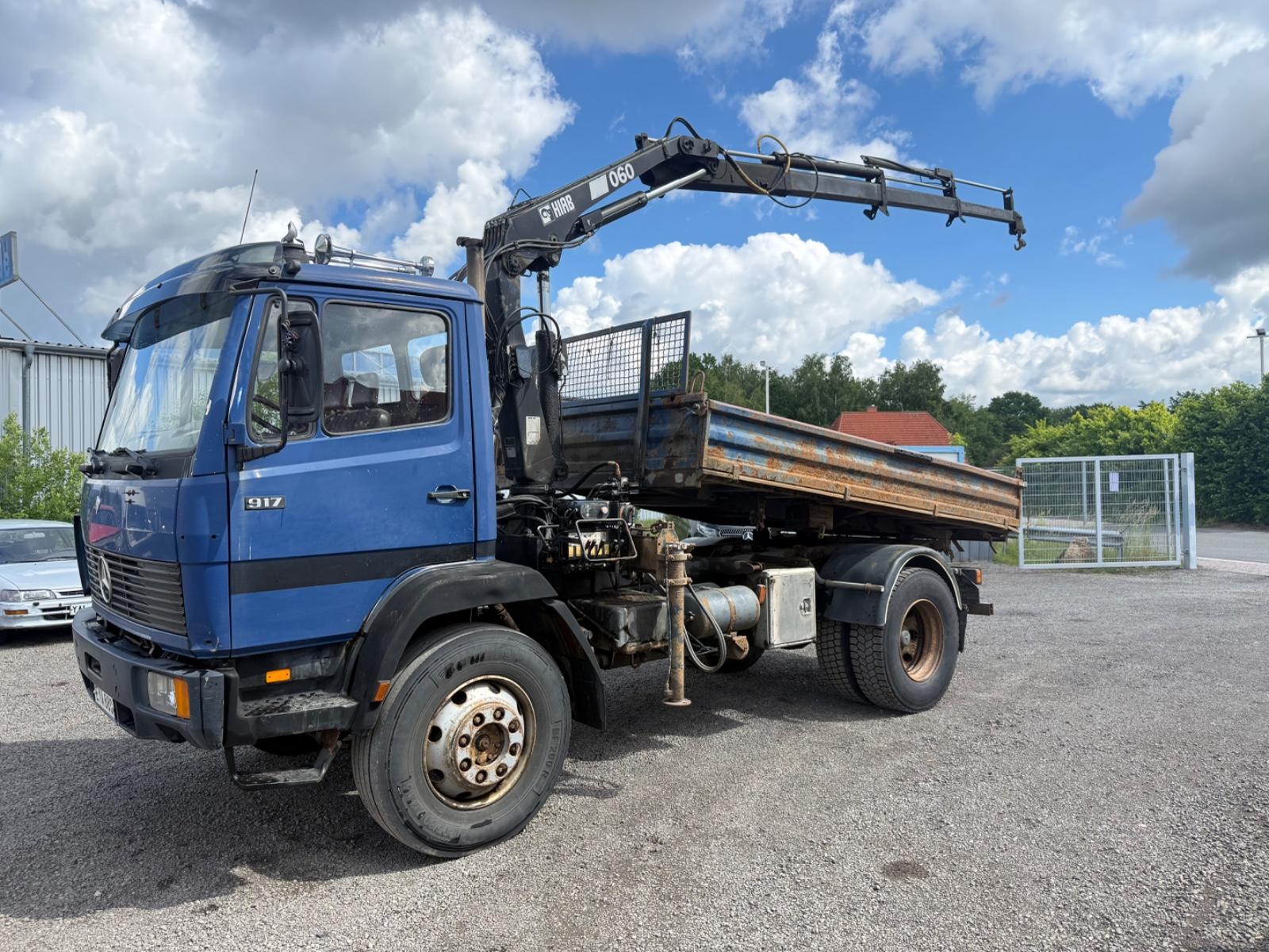 Mercedes-Benz 917 4x4 meiller tipper, hiab 060 3+2 extension