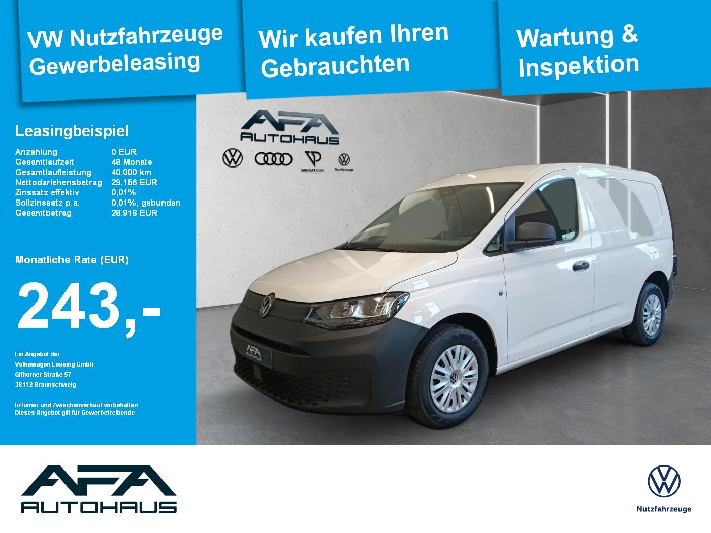 Volkswagen Caddy Cargo 2,0 TDI PDC*RDKS*AHK Vorb