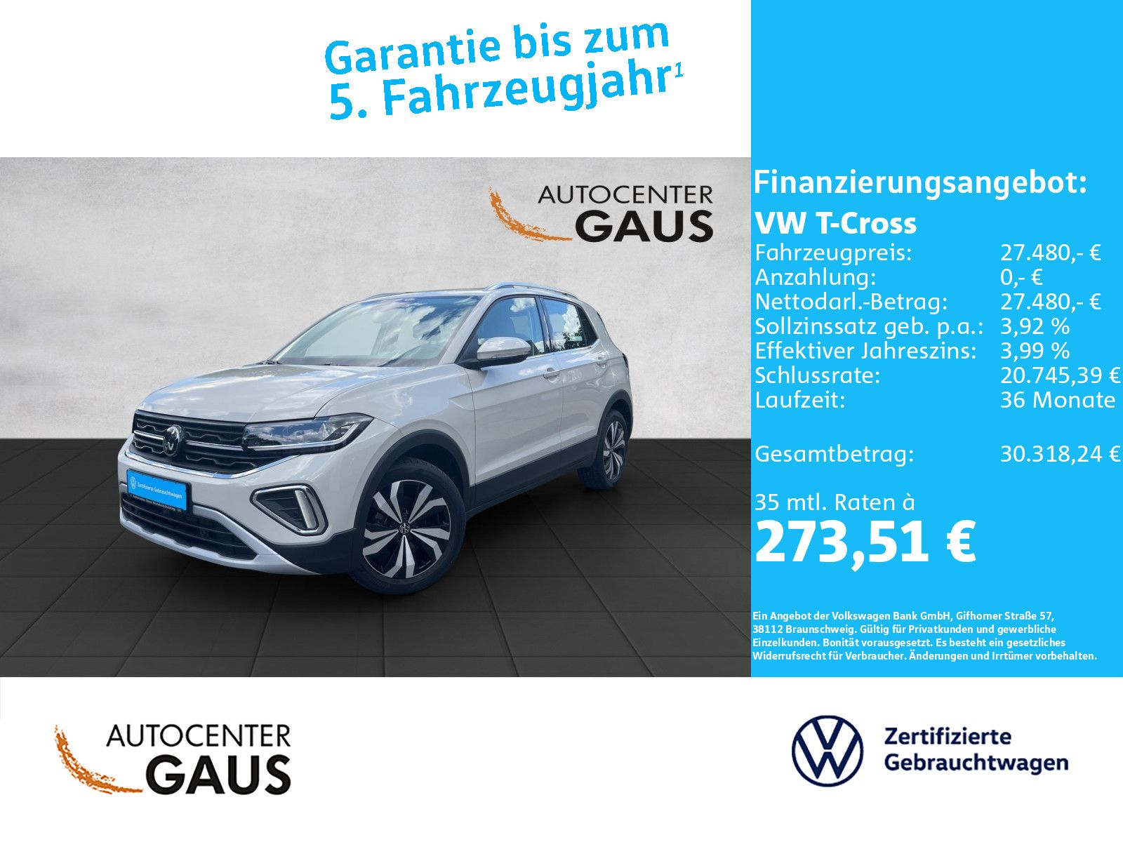 T-Cross Style 1.5 TSI DSG AHK*ACC*Navi*CarPlay