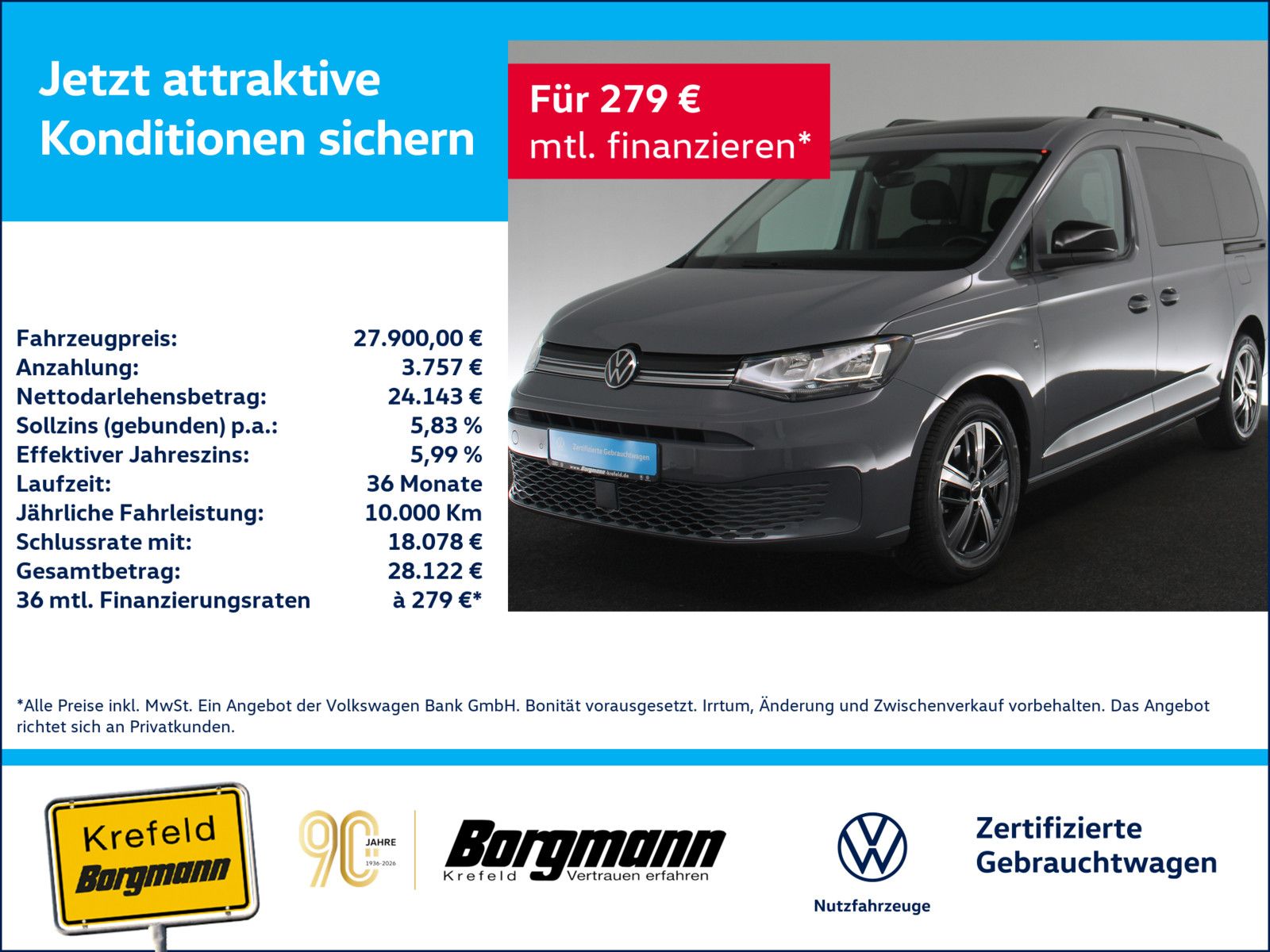 Volkswagen Caddy Maxi Life 1.5 TSI 7-SITZER PANO STANDHZ