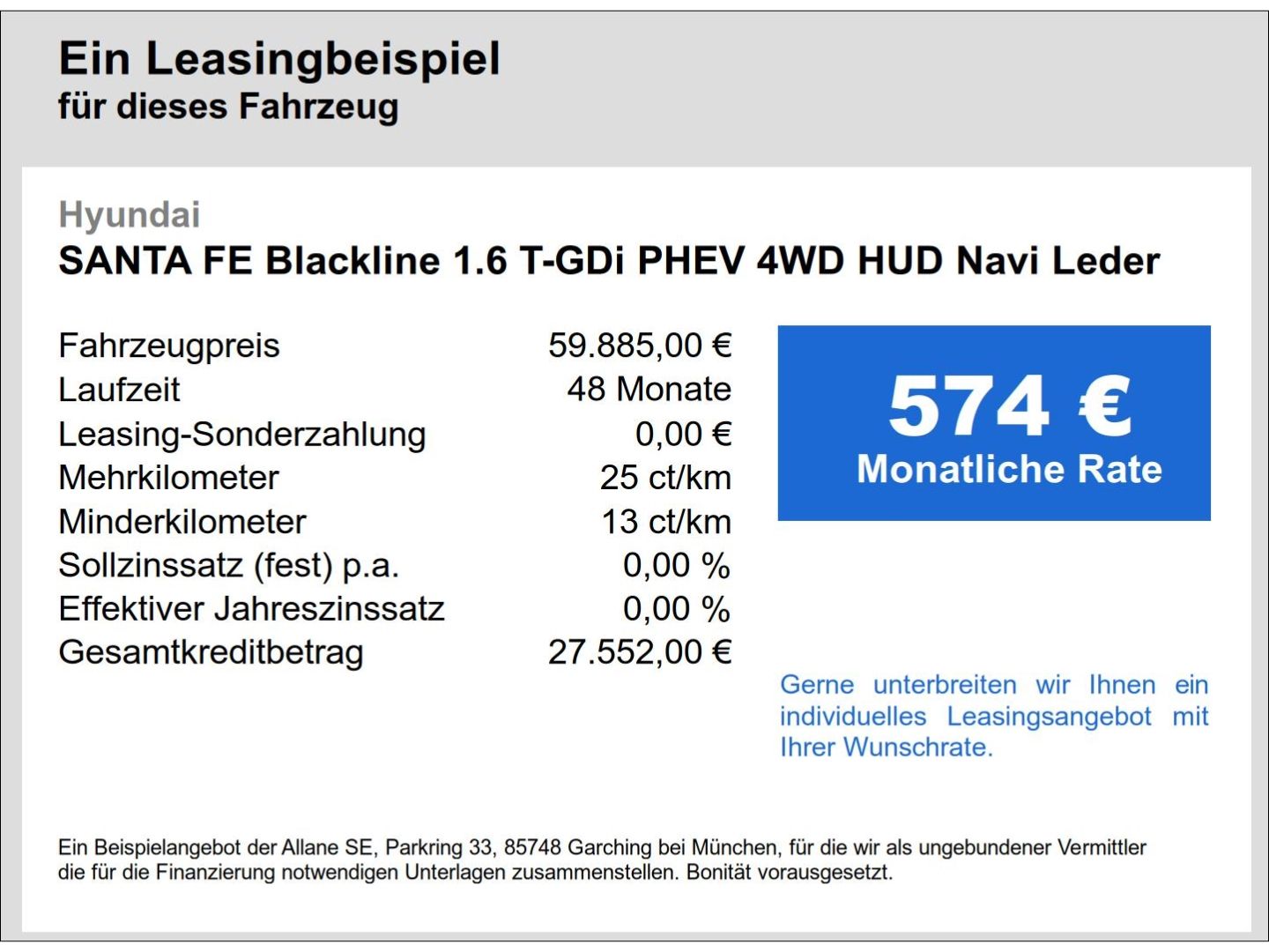 Fahrzeugabbildung Hyundai SANTA FE Blackline 1.6 T-GDi PHEV 4WD HUD Navi L