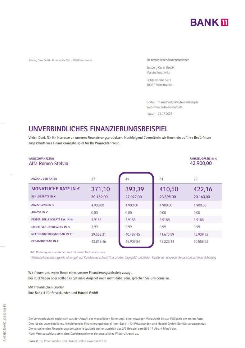Fahrzeugabbildung Alfa Romeo Stelvio Veloce 2.0 Q4 vom AR Vertragshändler
