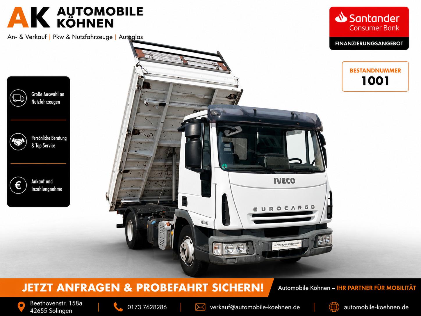 Iveco 75E19 Eurocargo DREISEITENKIPPER / MEILER / AHK 