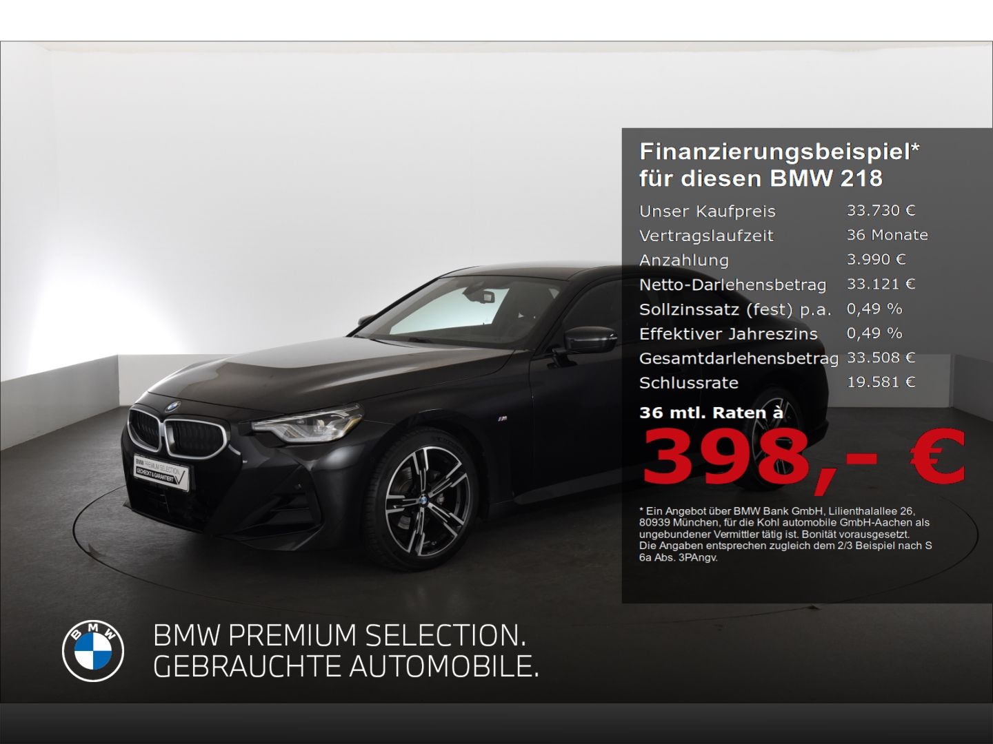 BMW 218 i Coupe M Sport HiFi Alarmanlage Komfortzuga