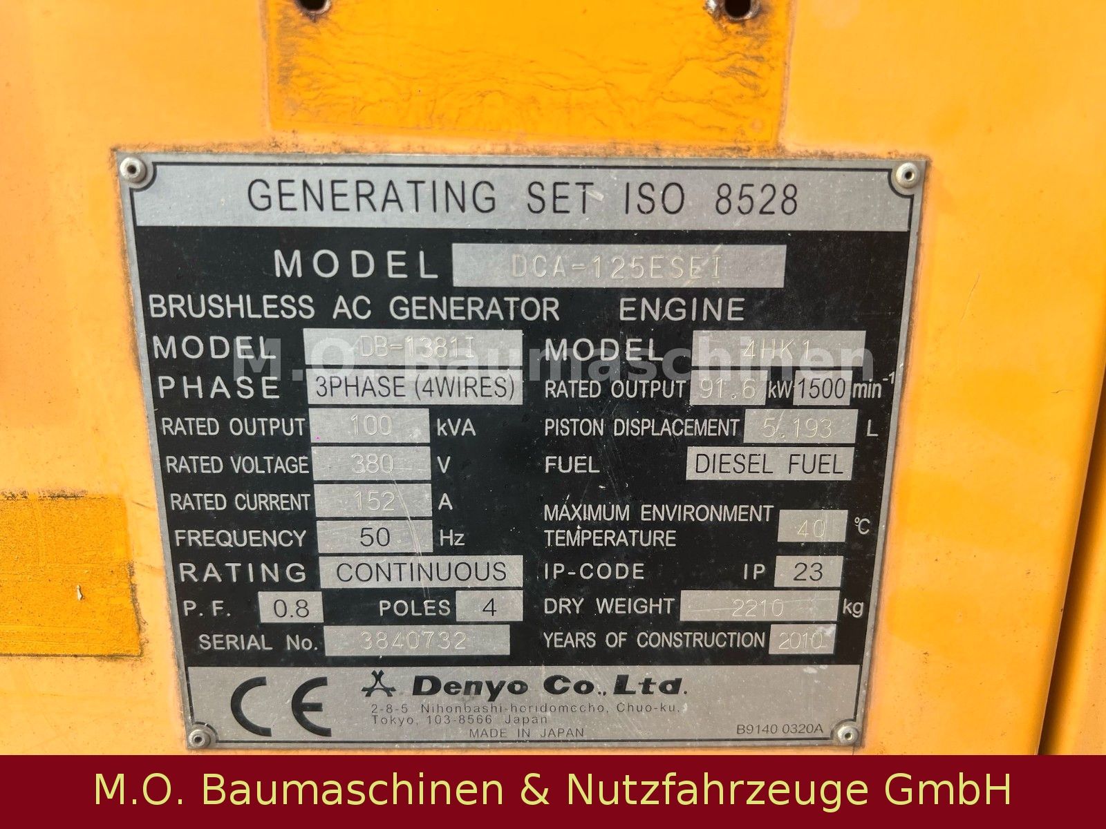 Fahrzeugabbildung Andere Denyo 100 KVA / Generator /