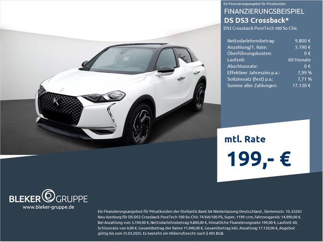 DS Automobiles DS3 Crossback PureTech 100 So Chic