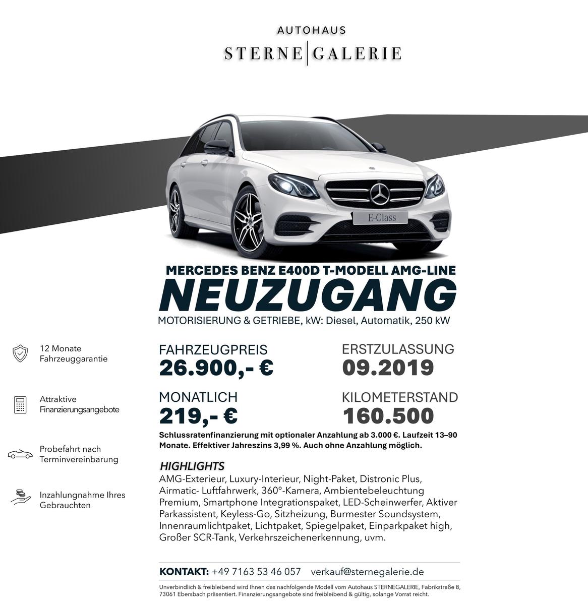 Mercedes-Benz E 400 D/AMG-LINE/DISTRO/NIGHT/360°/ Sportp. LED