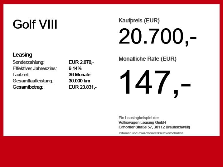 Volkswagen Golf VIII 2.0 TDI IQ-Light HUD Kam Keyl Navi AHK, миниатюра 18
