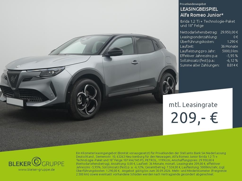 Alfa Romeo Junior Ibrida 1.2 Ti + Technologie-Paket und 18