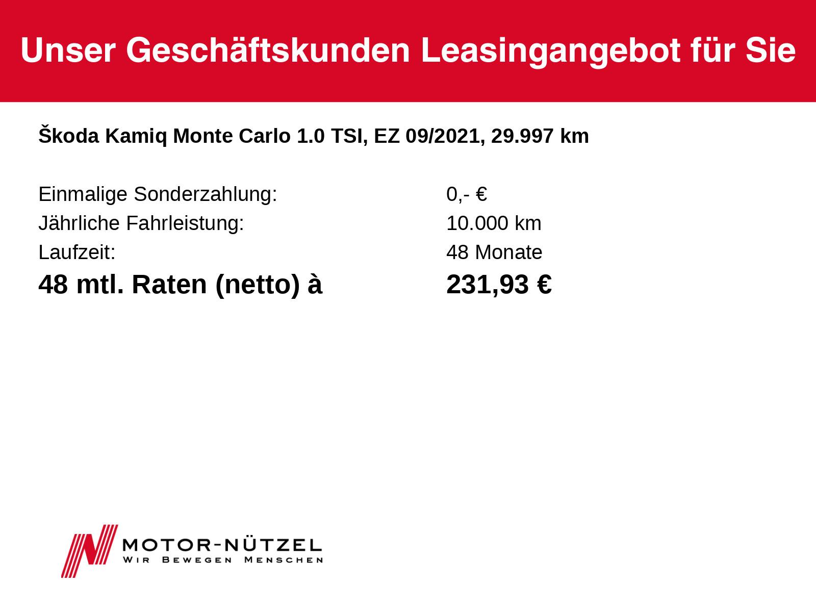 Skoda Kamiq 1.0 TSI DSG MONTE CARLO LED+APP+SHZ+PANO