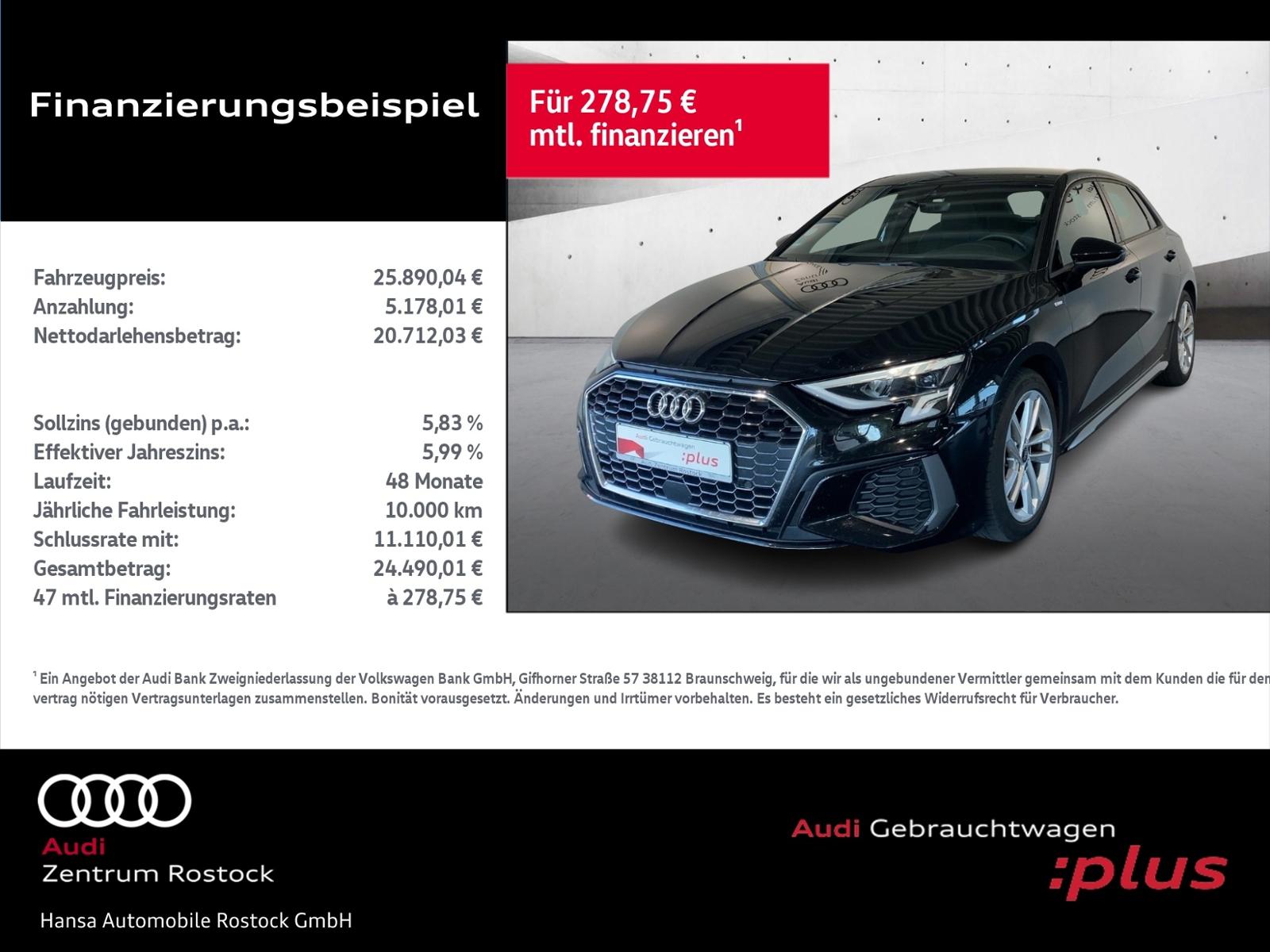 Audi A3 Sportback 30 TDI S tronic S-Line+Navi+LED+B&O