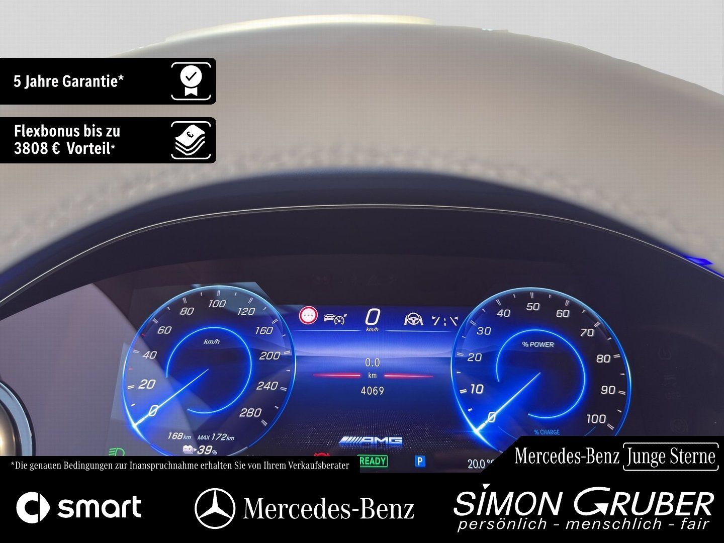 Fahrzeugabbildung Mercedes-Benz EQE 43 4M AMG Night Hyper Pano Carbon Nappa TV