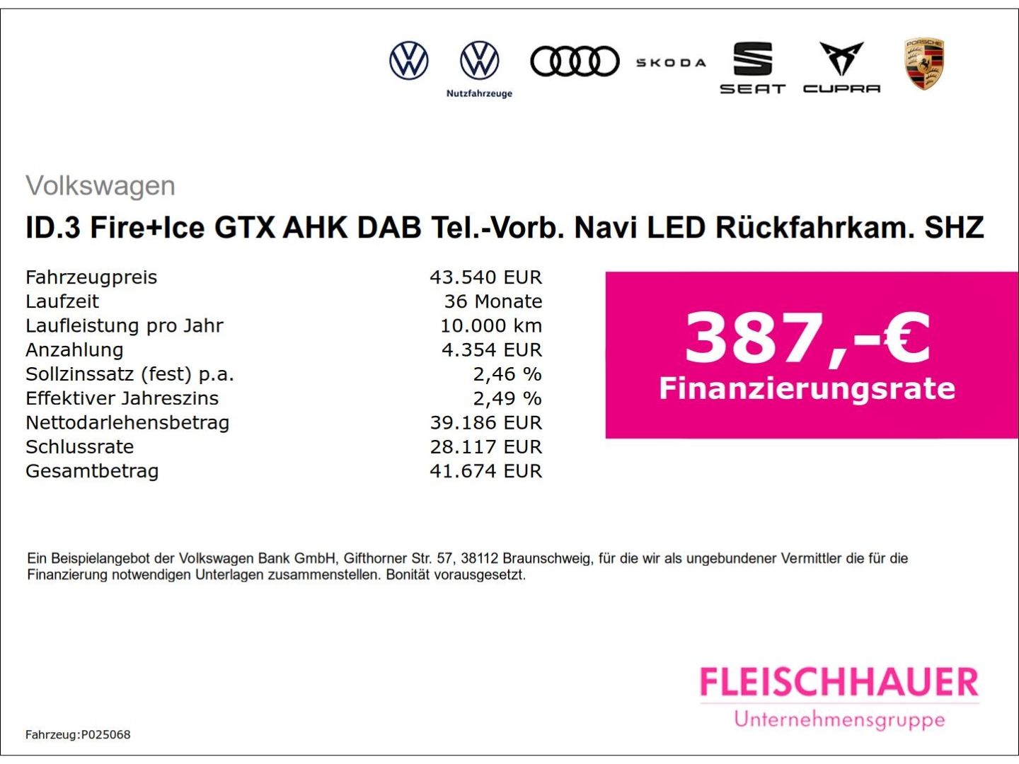 Volkswagen ID.3 Fire Ice GTX AHK DAB Tel.-Vorb. Navi LED Rü foto 3