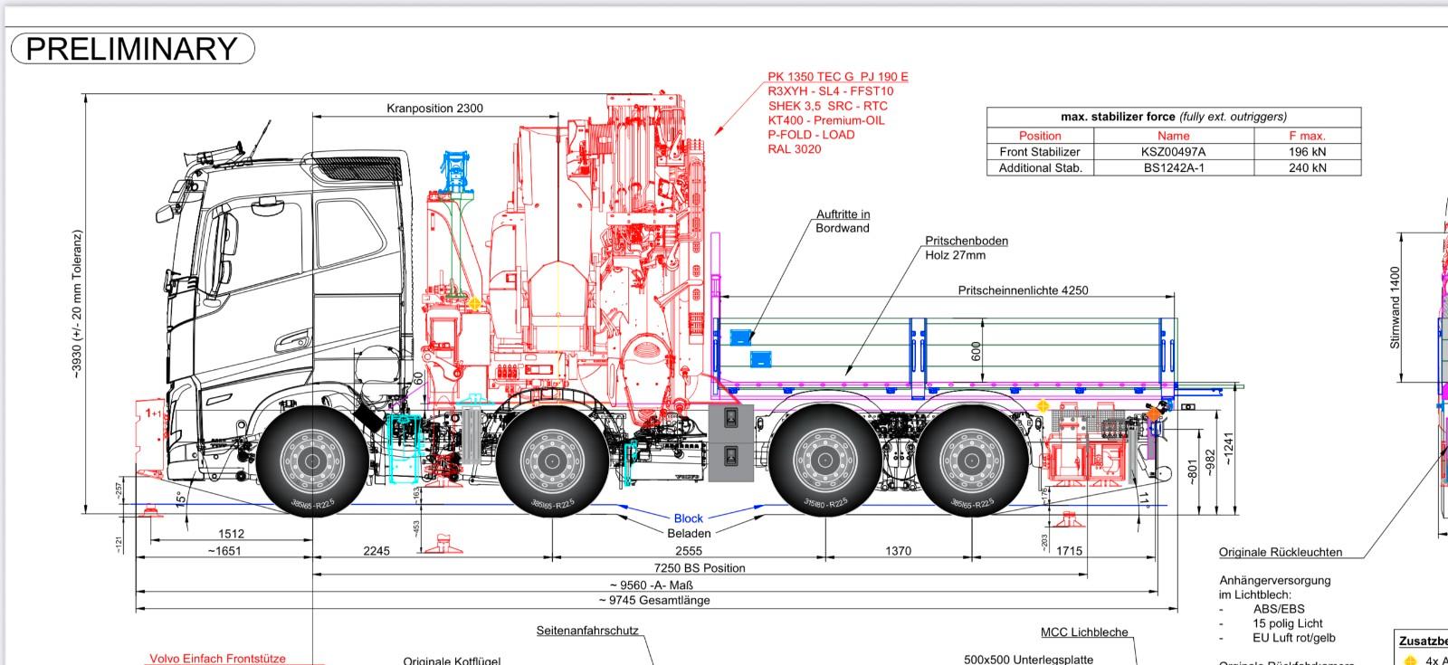 Volvo FH 540 8x2 Palfinger PK 1350 TEC
