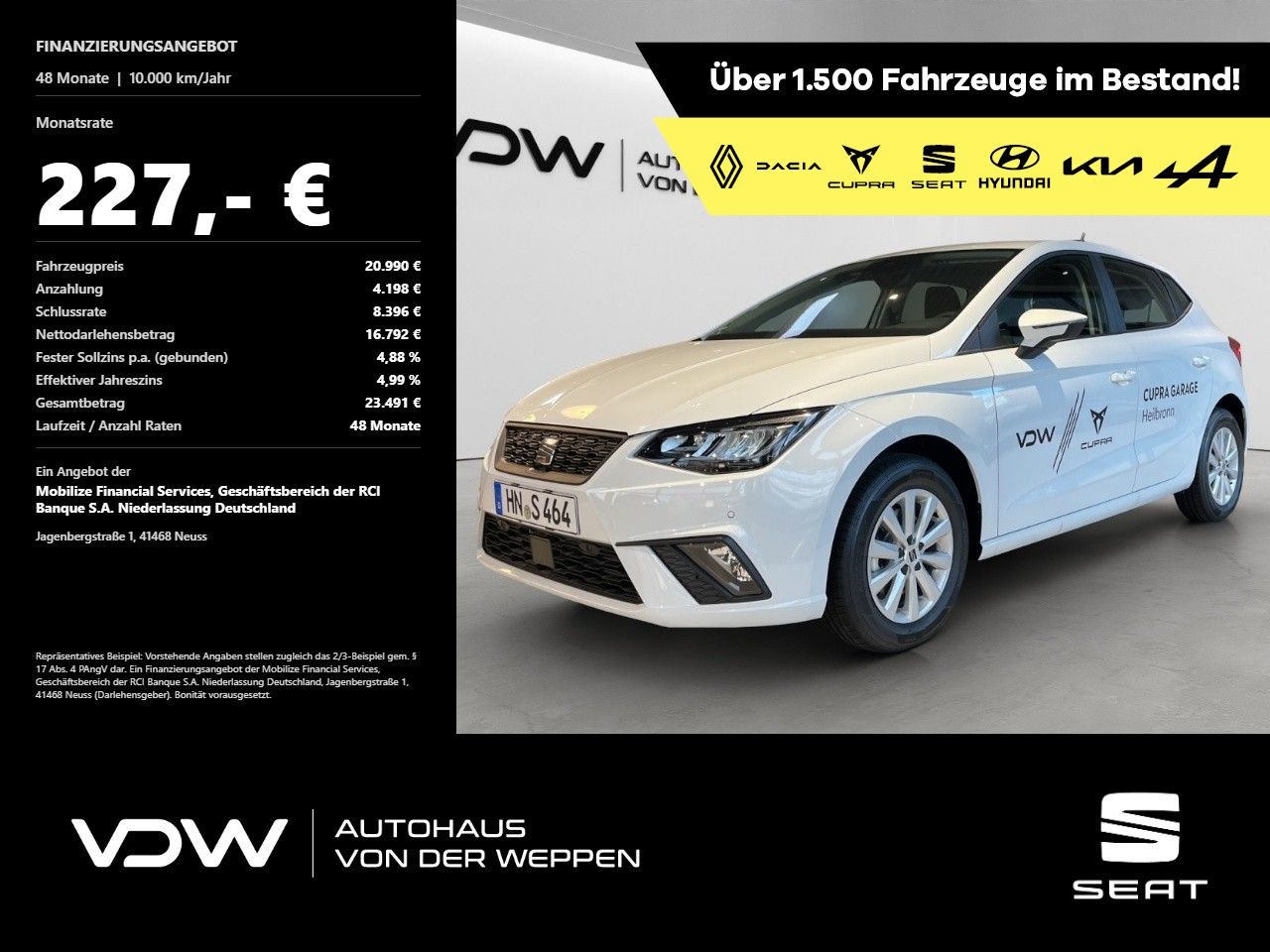 Seat Ibiza Style TSI Navi Rückfahrkamera Sitzheizung