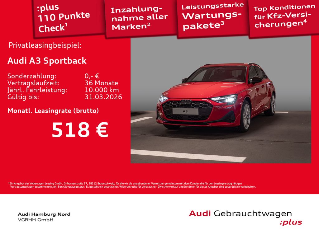 A3 Sportback 1.5 TFSI S line S tronic Nav Kamera