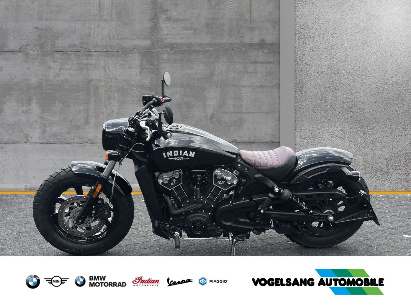 Fahrzeugabbildung Indian Scout Bobber, Seitlicher Kennzeichenhalter, Mill