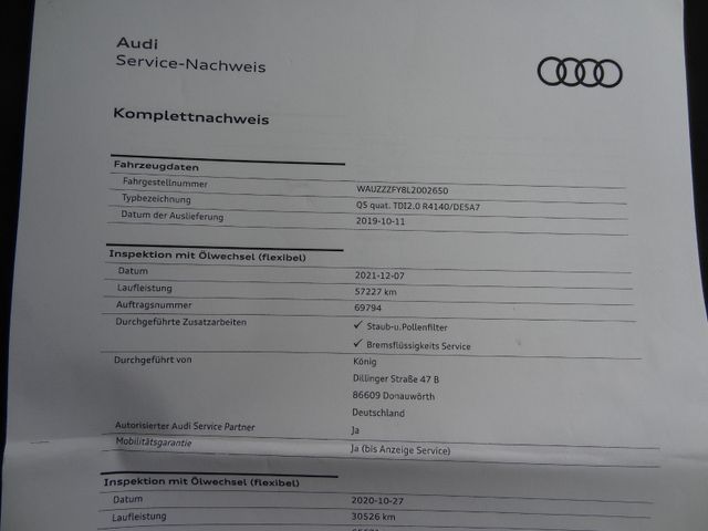 Fahrzeugabbildung Audi Q5 40 TDI quattro/HUD/1.Hand/Leder/74.000 Km
