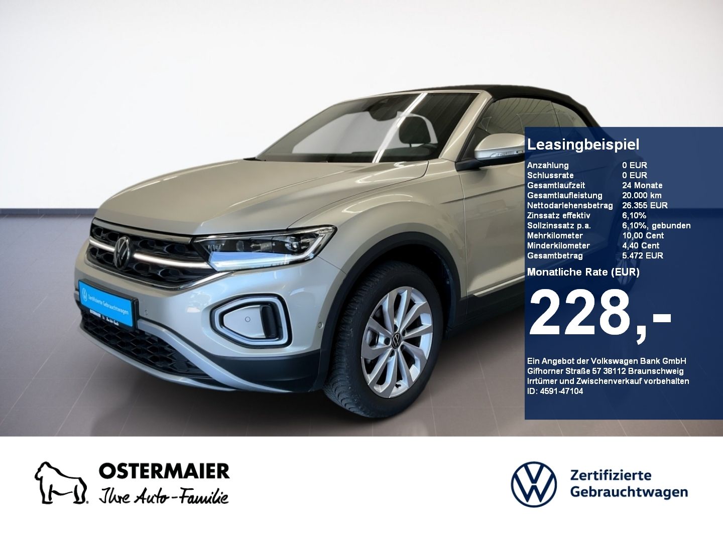 Volkswagen T-Roc Cabriolet STYLE 1.0TSI 116PS ACC.5J-G.STHZ