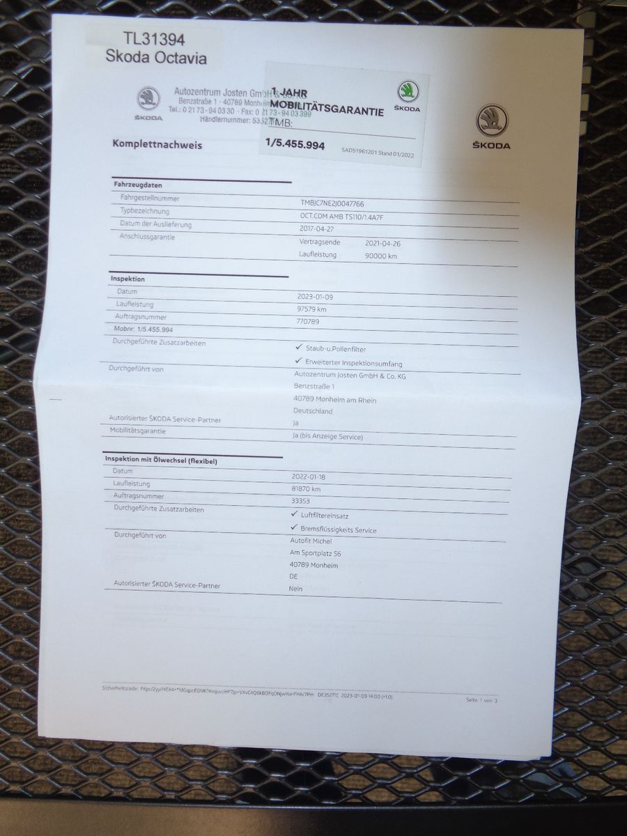 Fahrzeugabbildung SKODA Octavia 1.4 TSI DSG / SCHECKHEFT / KLIMA /