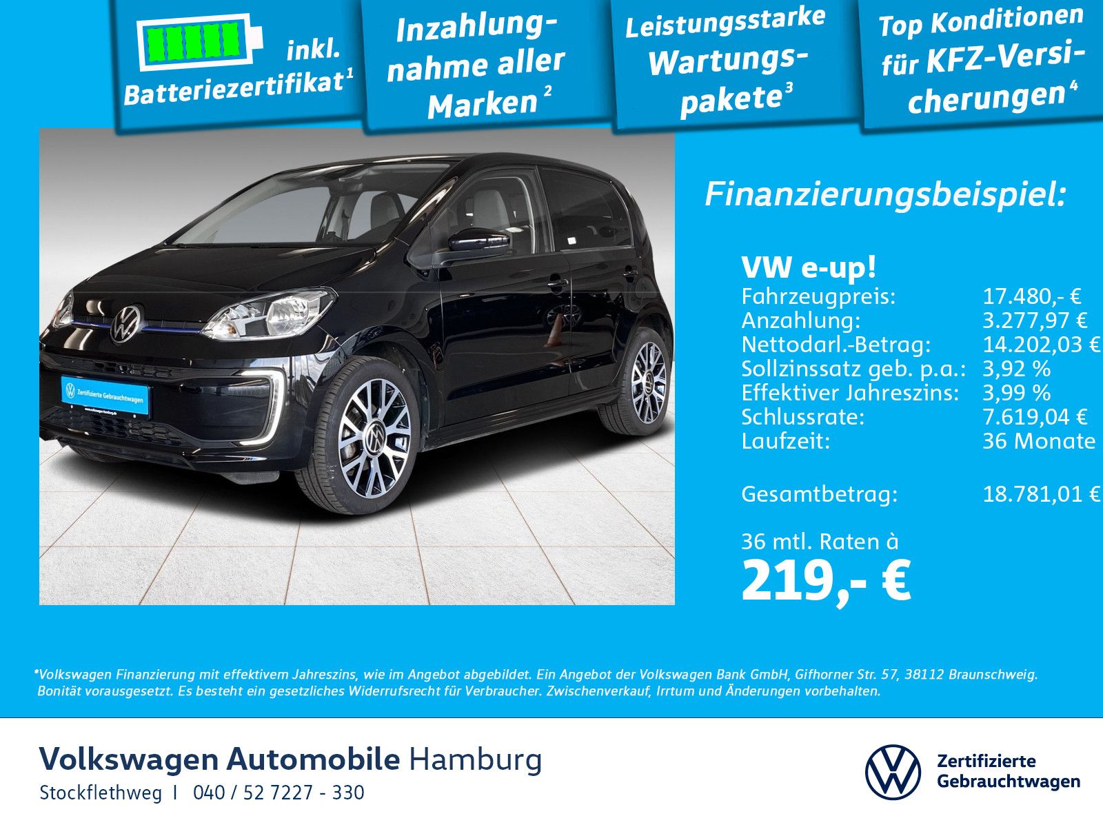 Volkswagen e-up! Style Plus Kamera CCS-Lade. Sitzhzg PDC