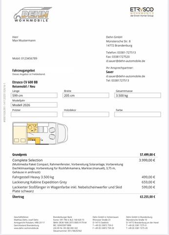 Etrusco CV 600 BB 4.412,00€ Sondernachlass!