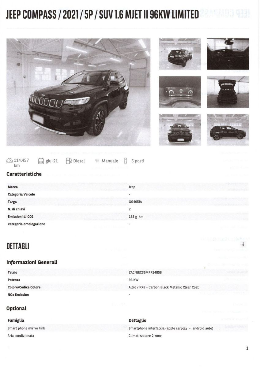 Jeep JEEP COMPASS 1.6 Mjt II 2WD LIMITED - Giugno 202 imagem 2