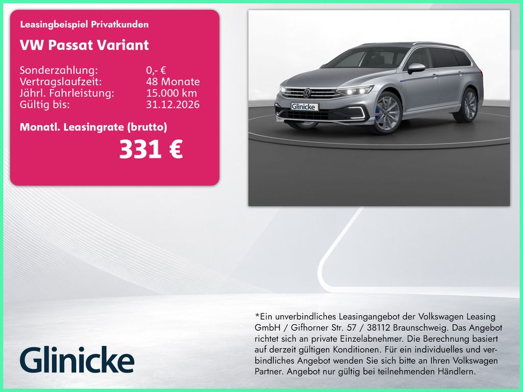 Abbildung Leasingangebot Volkswagen Passat Variant GTE AHK Pano Matrix LM 18" Navi 3