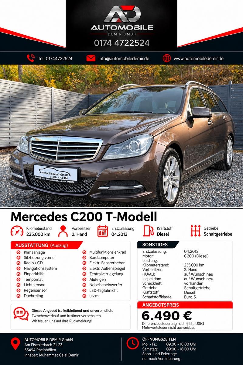 Mercedes-Benz C 200 T-Modell °NAVI°XENON°BT°TEMPO°SHZ°