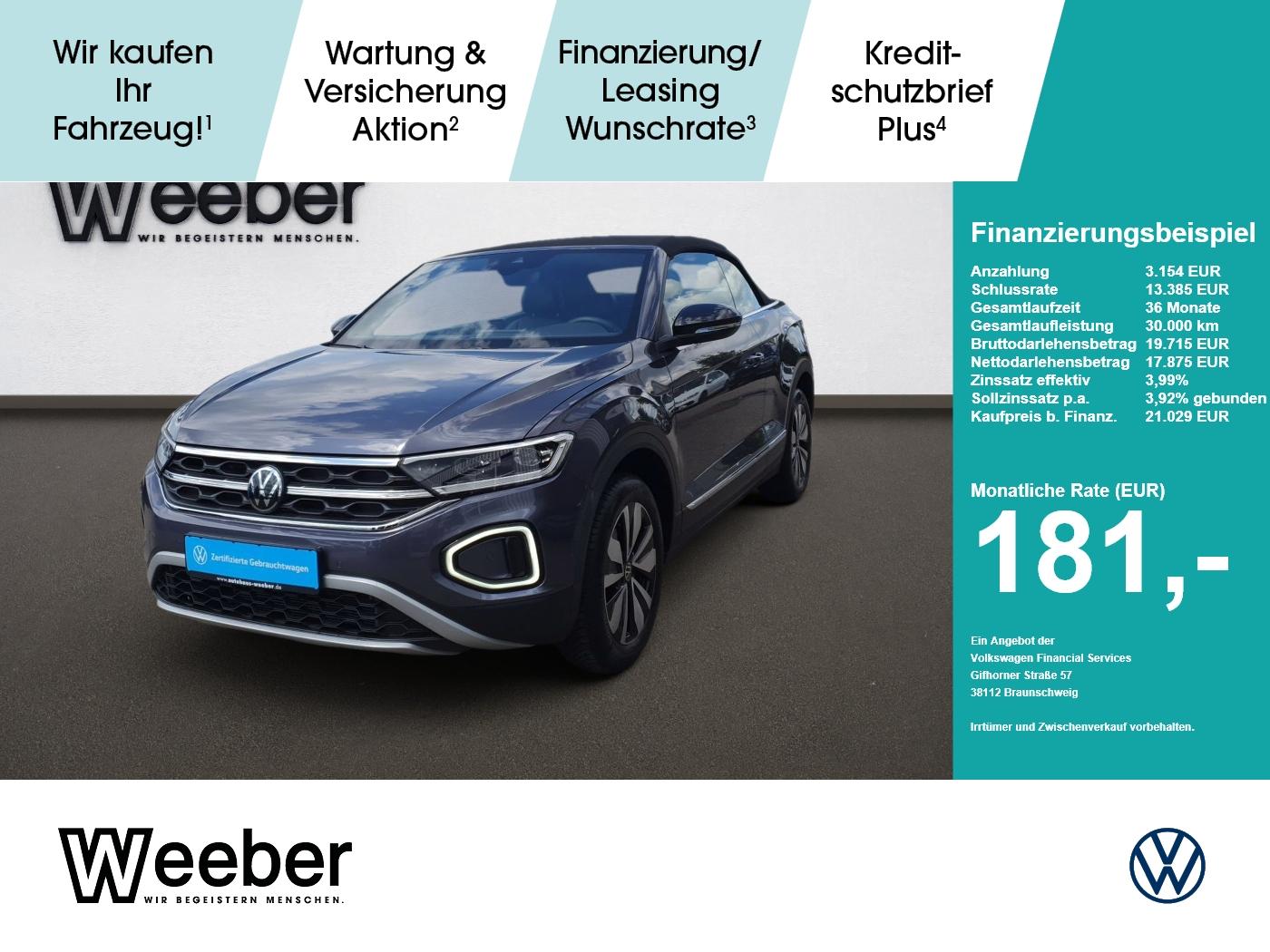 Volkswagen T-Roc Cabriolet Goal *KAMERA*SHZ*APP CONNECT*LED