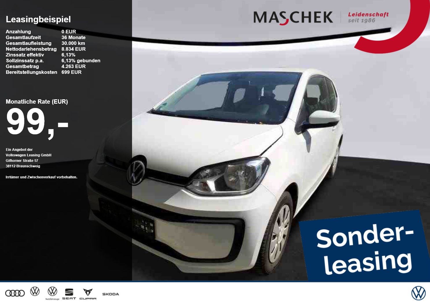 Volkswagen up! 1.0 MPI Sonderleasing! Kamera GRA Kam. PDC