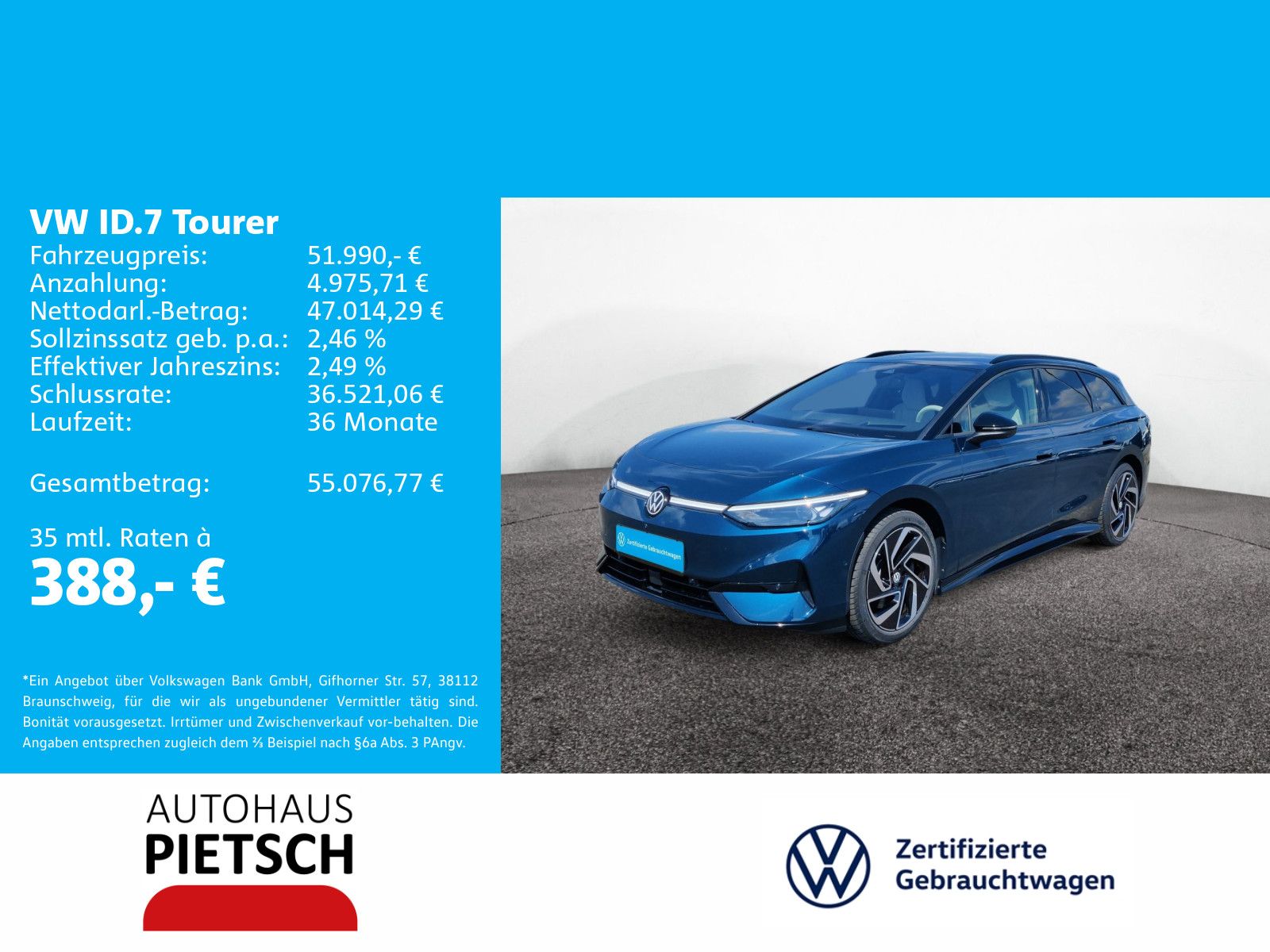 Volkswagen ID.7 Tourer Pro 77 kWh Matrix WäPu Harman ACC foto 2