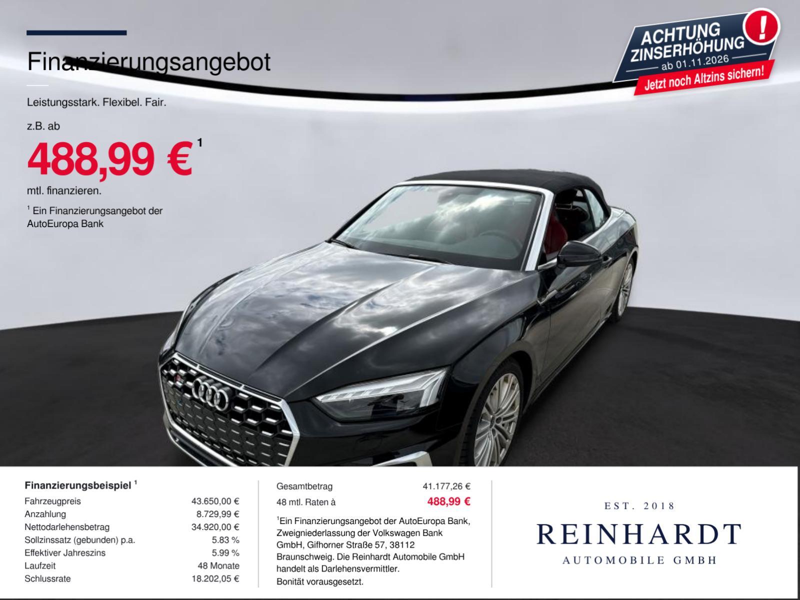 Audi S5 CABRIOLET TFSi 19Z/LASER/KAM./MASSAGE/S-SITZE