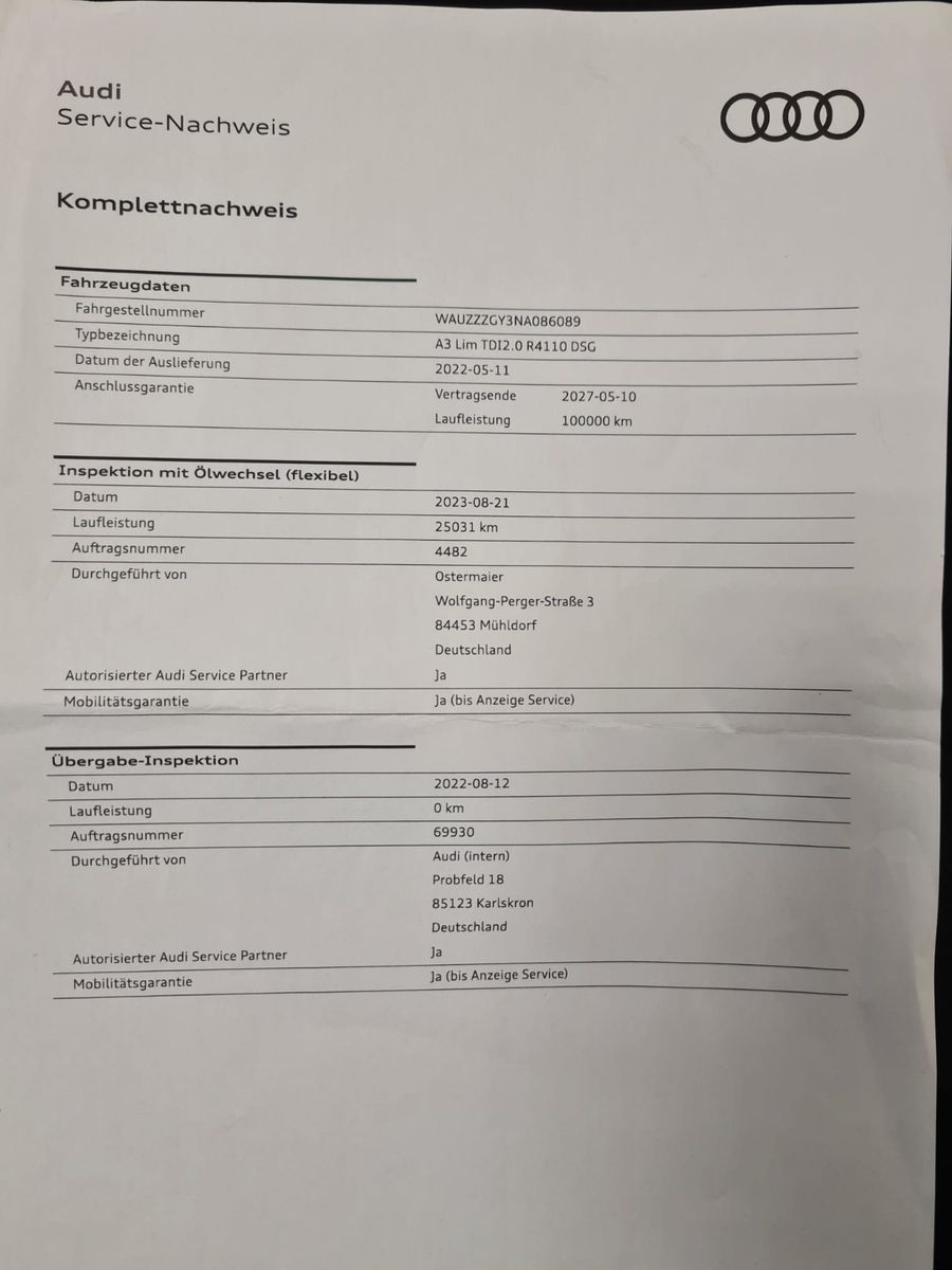 Fahrzeugabbildung Audi A3 Limousine 35 TDI advanced /AHK/NAVI/KLIMA