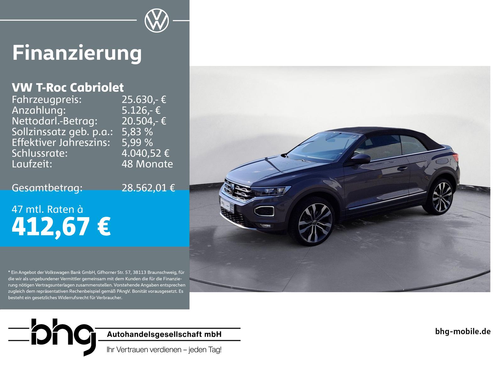 Volkswagen T-Roc Cabriolet Style 1.5TSI DSG *AHK*NAVI*EINPA
