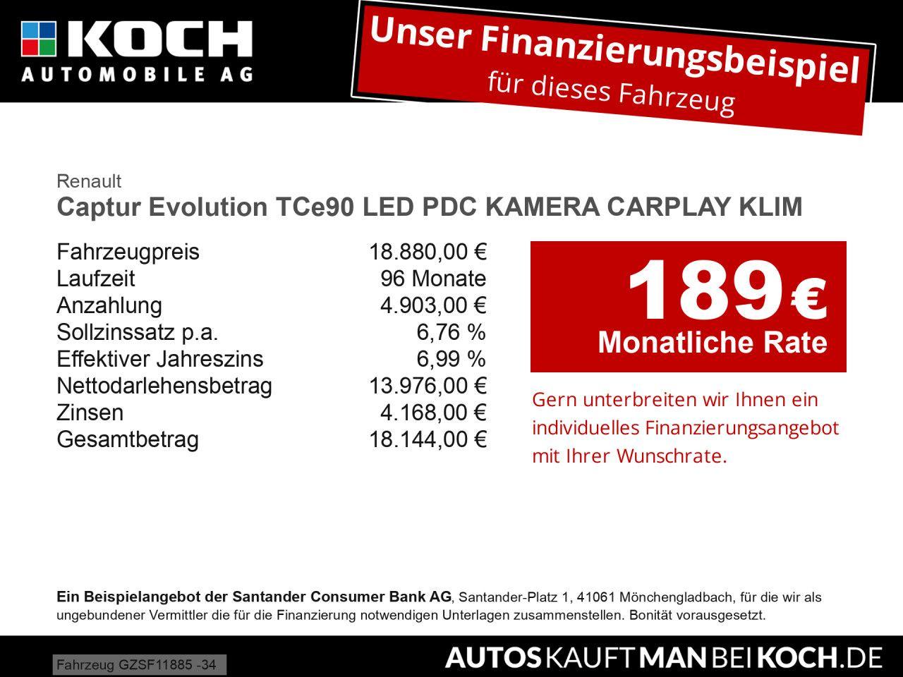 Renault Captur Evolution TCe90 LED PDC KAMERA CARPLAY