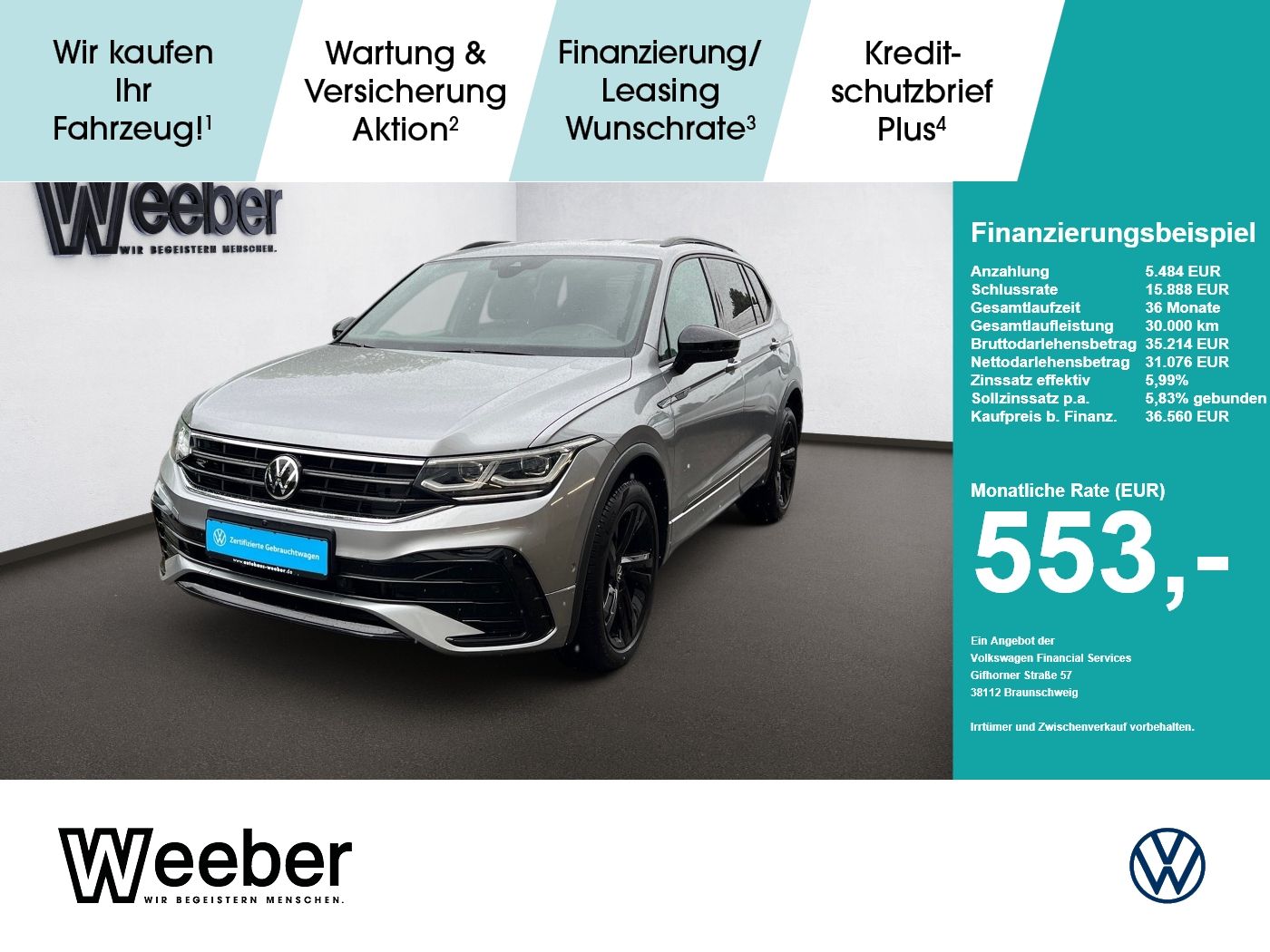 Volkswagen Tiguan Allspace R-Line 4Motion *AHK*360° CAM*BLA