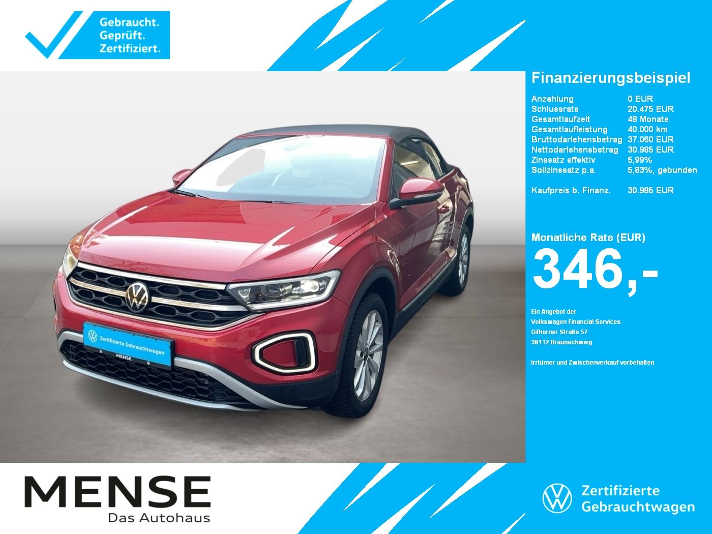 Volkswagen T-Roc Cabriolet 1.0 TSI Style Beats|CarPlay|AHK