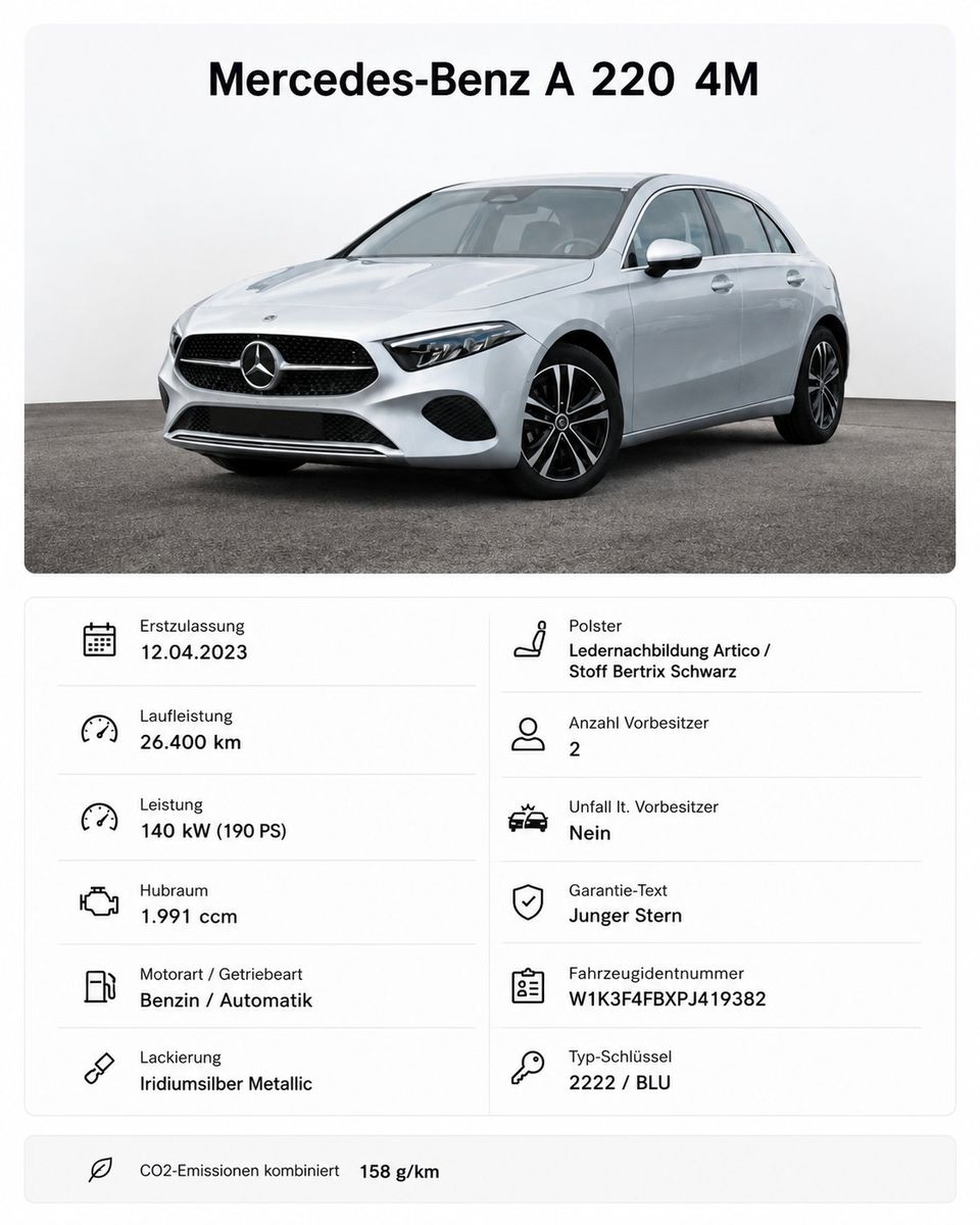 MERCEDES-BENZ A 220 4MATIC DCT - *36 Monate Garantie*