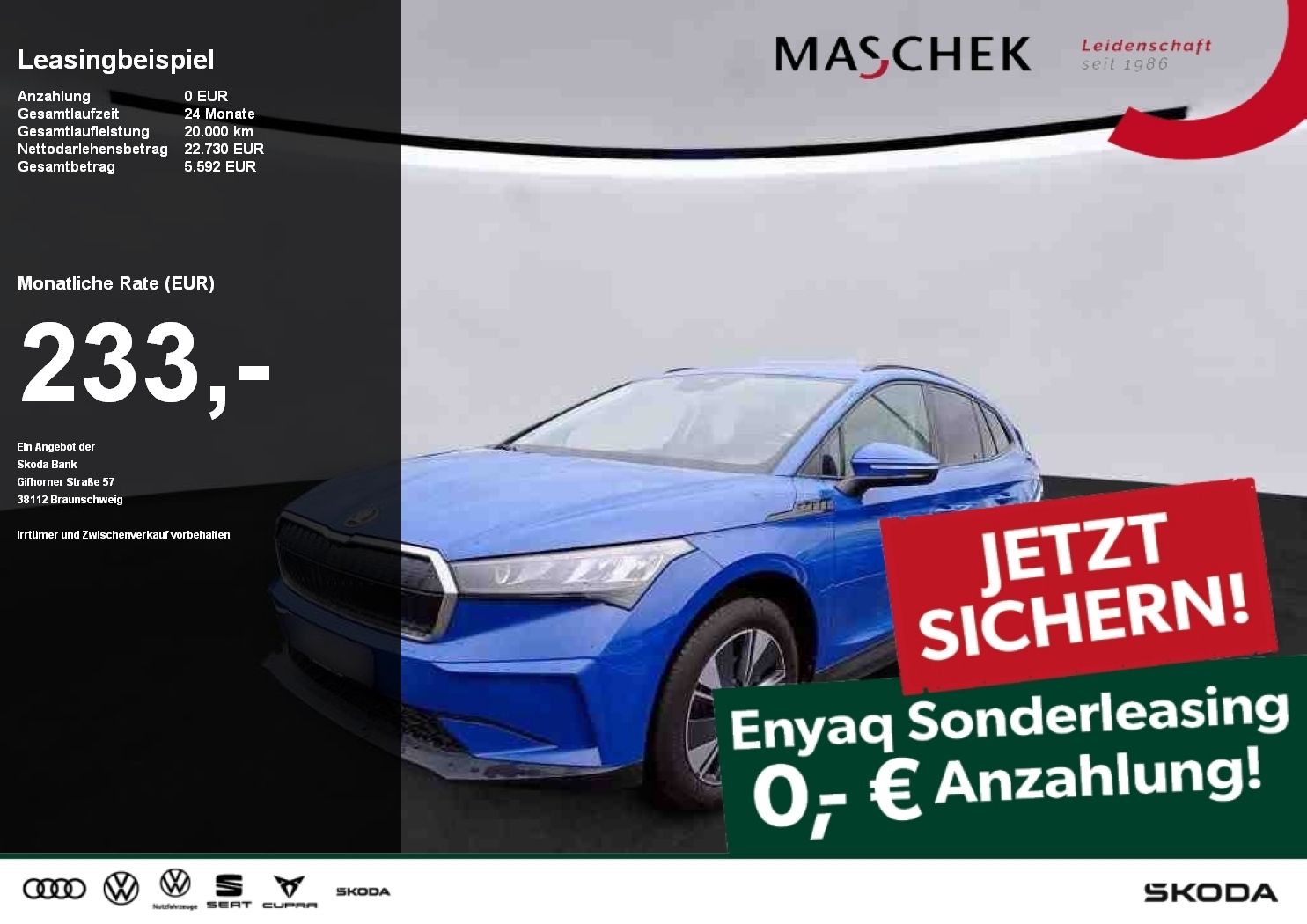 Skoda Enyaq 50 *Sonderleasing ohne Anzahlung* Navi Rea