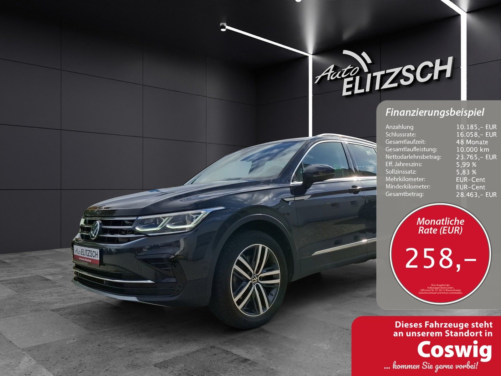 Fahrzeugabbildung Volkswagen Tiguan TDI Elegance DSG 4Mo Matrix AHK Navi AIF´