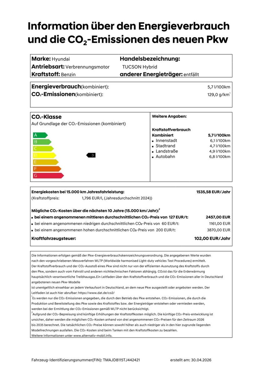 Hyundai TUCSON Hybrid 1.6 T-GDi Trend MATRIX/ASCC/VIRTUA imagem 2