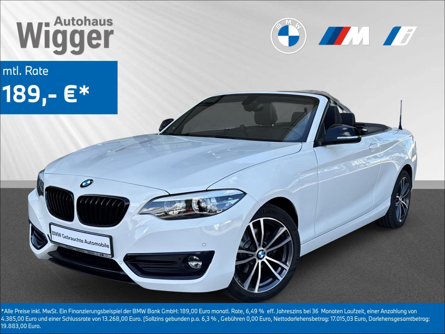 BMW 218 i Sport Line Cabrio/Navi/Leder/LED/SHZ/GRA
