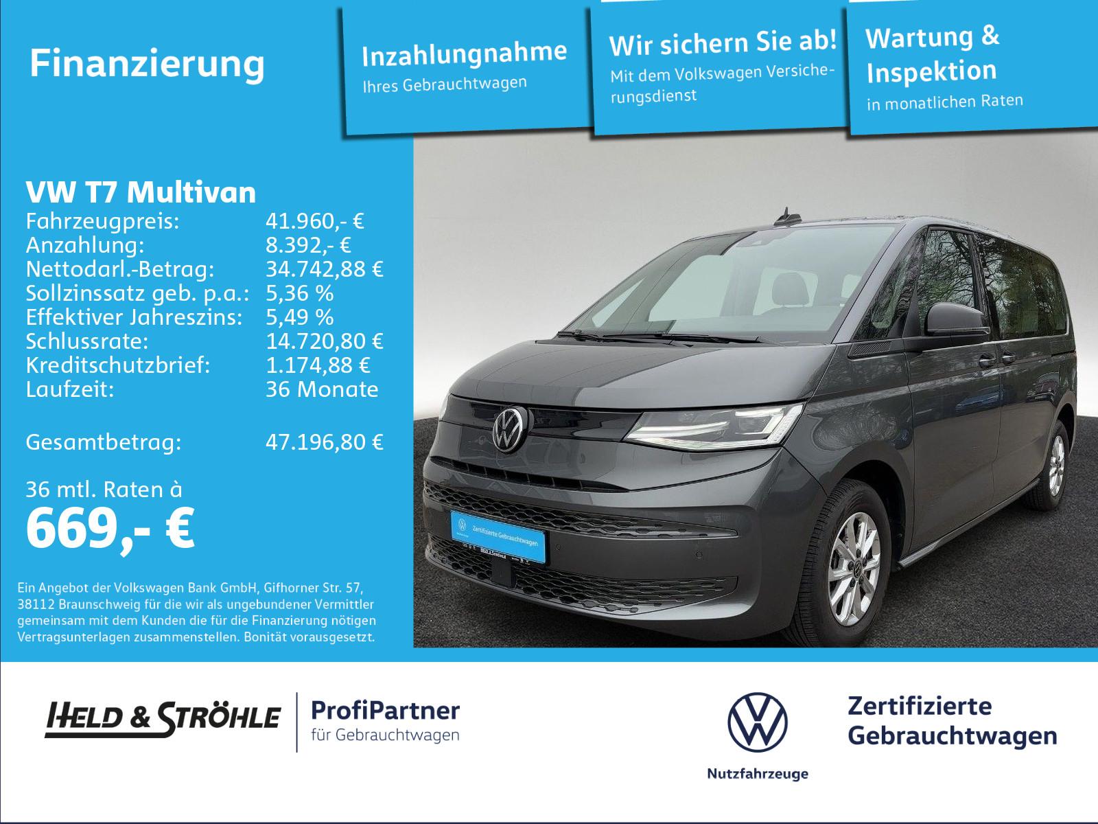 Volkswagen T7 Multivan KÜ 2.0TDI 6SITZE ALARM MATRIX NAVI P