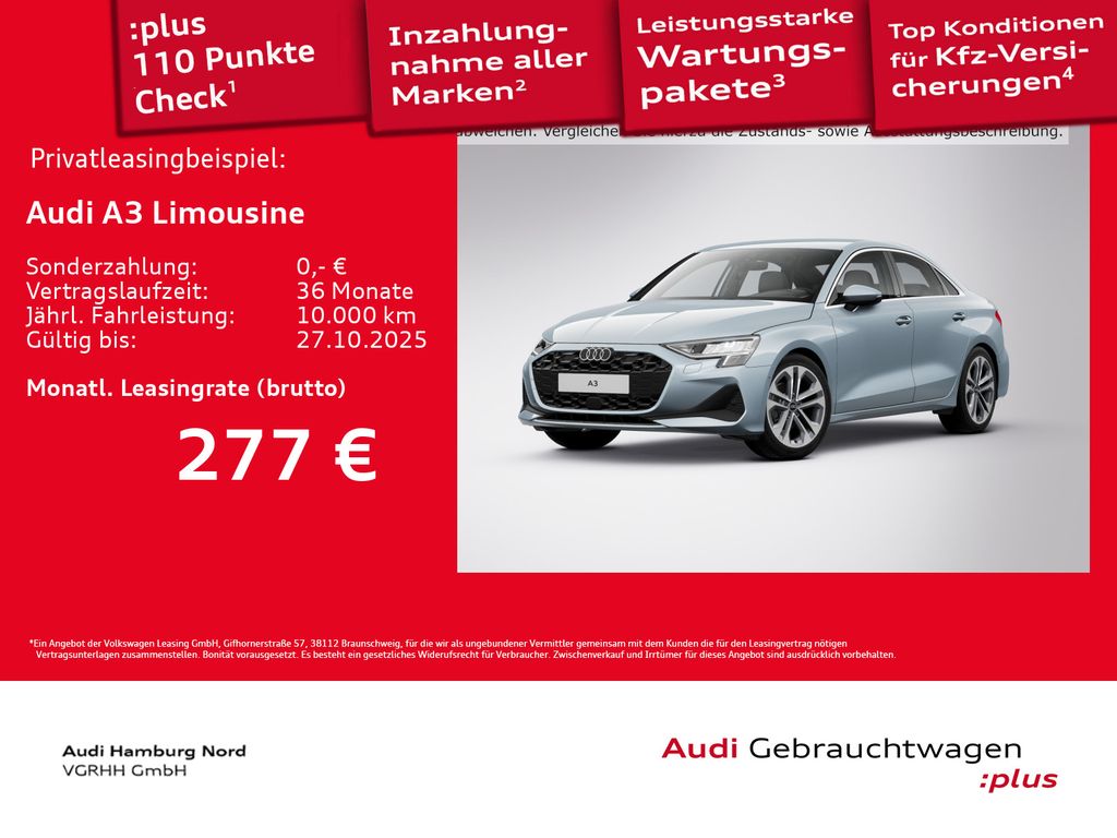 Audi A3 Limousine 30 TFSI S tronic AHK Navi Kamera