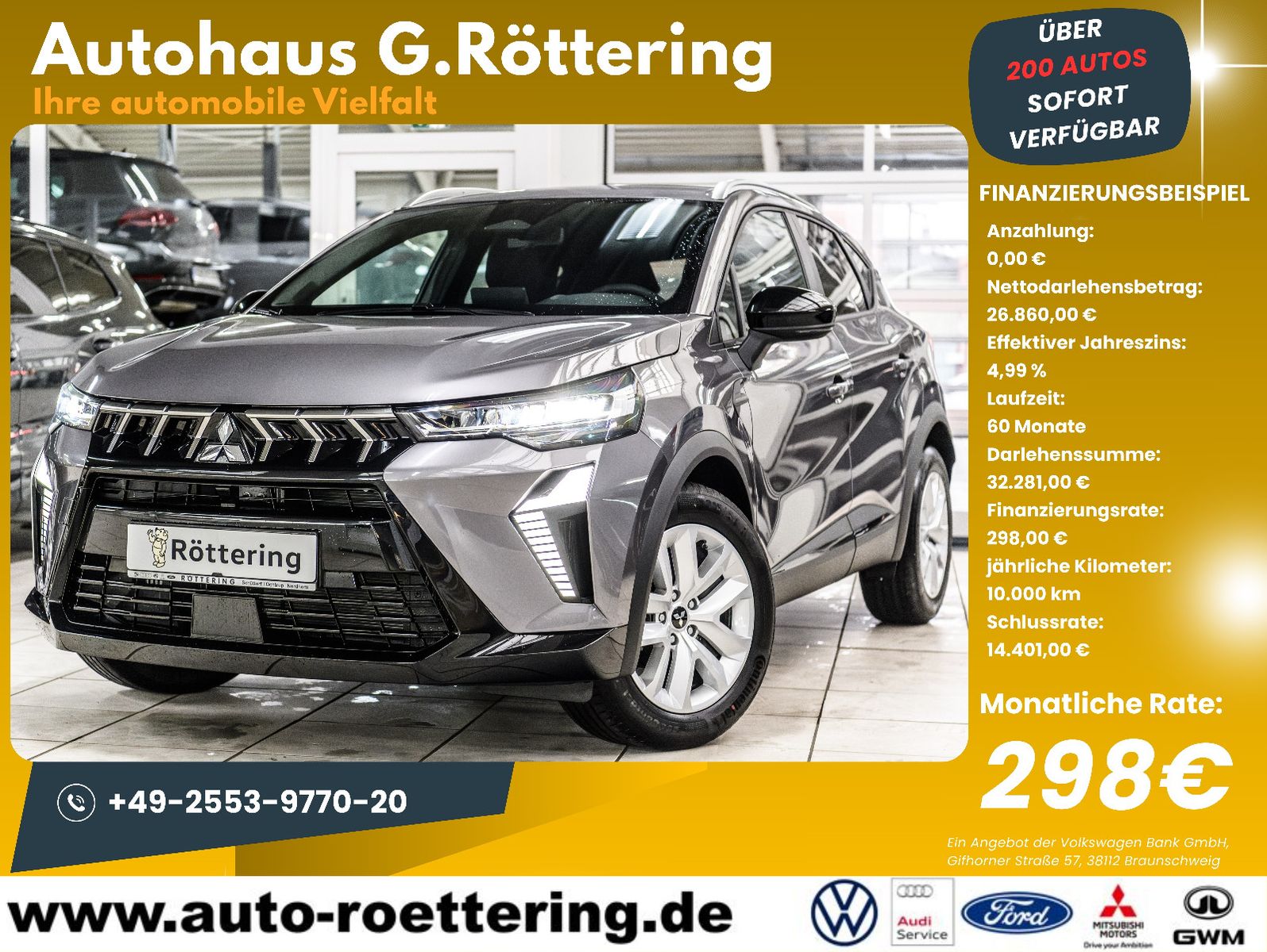 Fahrzeugabbildung Mitsubishi ASX 1,3 PLUS+LED+Kamera+ 298,- ohne Anzahlung