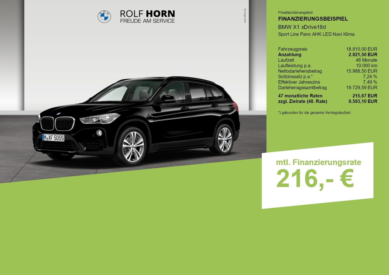 BMW X1 xDrive18d Sport Line Pano AHK LED Navi Klima