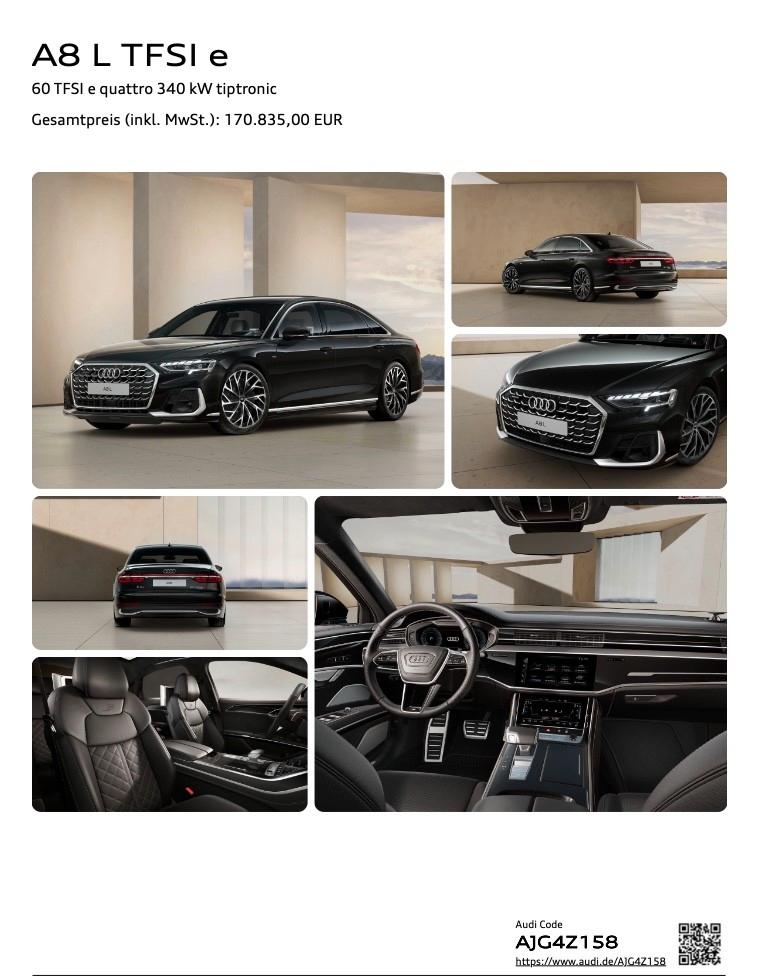 Audi A8 Lang 60 TFSI e quattro  FULL OPTION/No Reg.