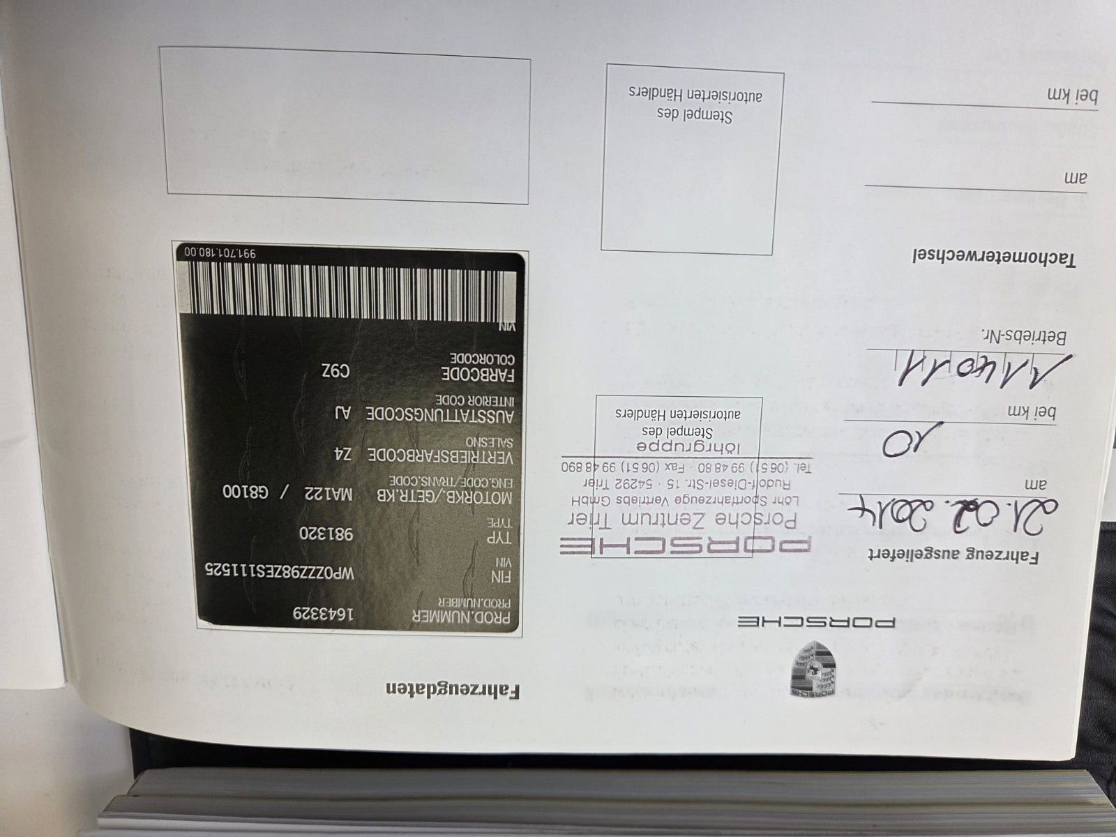 Fahrzeugabbildung Porsche Boxster/981/ 2,7/Schalter/APPROVED
