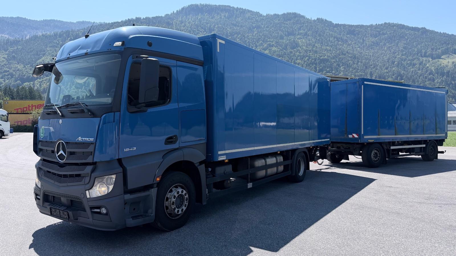 Mercedes-Benz Actros 1843 Koffer mit Anhänger Lbw Bj 2015
